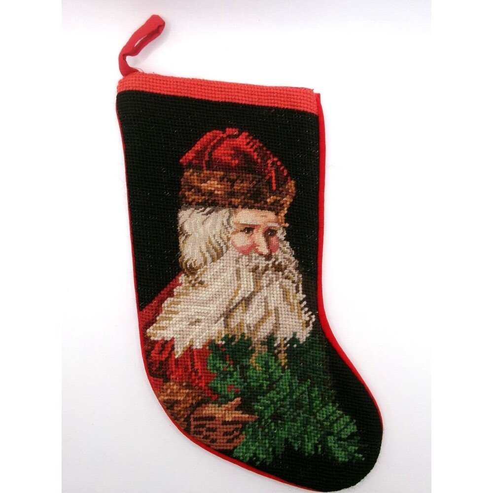 Peking Handicraft Embroidered Christmas Stocking Old World Santa Claus 12 inch